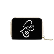 Load image into Gallery viewer, Ti Amo I love you - Exclusive Brand - Black - Double White Heart - PU Leather - Zipper Card Holder
