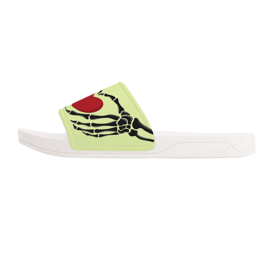 Ti Amo I love you - Exclusive Brand - Tidal Yellow - Skeleton Hands with Heart -  Slide Sandals - White Soles