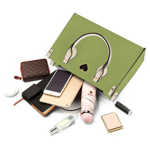 Load image into Gallery viewer, Ti Amo I love you - Exclusive Brand - Green Smoke - Luxury Womens PU Tote Bag - Cream Straps
