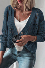 Load image into Gallery viewer, Real Teal Open Knit Drop Shoulder Sweater Cardigan
