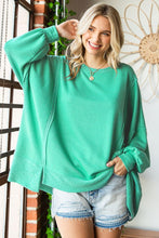 Load image into Gallery viewer, First Love Exposed Seam Round Neck Dropped Shoulder Blouse
