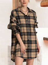 Load image into Gallery viewer, Button Up Plaid Long Sleeve Shirt Dress
