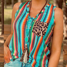 Load image into Gallery viewer, Womens - Leopard Colorful Striped  Vest Top - Sizes S-XXL
