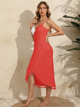 Load image into Gallery viewer, Backless Tassel Surplice Spaghetti Strap Cover Up Dress
