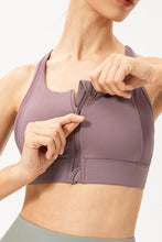 Load image into Gallery viewer, Zip-Up Round Neck Sports Bra
