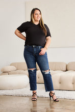 Load image into Gallery viewer, RFM Crop Dylan Plus Size Tummy Control Distressed High Waist Raw Hem Jeans
