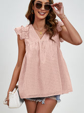 Load image into Gallery viewer, Ruched V-Neck Cap Sleeve Blouse
