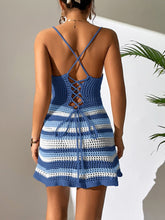 Load image into Gallery viewer, Cutout Striped Spaghetti Strap Cover Up Dress
