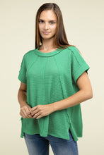 Load image into Gallery viewer, Brushed Waffle Exposed-Seam Short Sleeve Top
