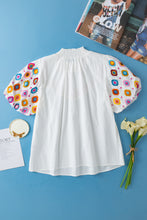 Load image into Gallery viewer, Printed Mock Neck Puff Sleeve Blouse
