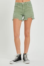 Load image into Gallery viewer, RISEN Mid Waist Frayed Hem Denim Shorts
