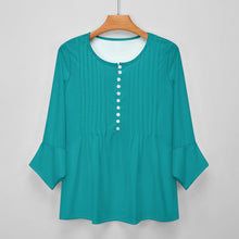 Load image into Gallery viewer, Ti Amo I love you- Exclusive Brand - Persian Green - Women&#39;s Ruffled Petal Sleeve Top
