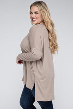 Load image into Gallery viewer, Plus Dolman Sleeve V-Neck Side Slit Hi-Low Hem Top
