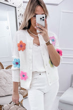 Load image into Gallery viewer, Pink Cute Knitted Floral Pattern Button Up Cardigan
