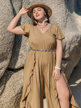 Load image into Gallery viewer, Plus Size Slit Ruffled V-Neck Jumpsuit
