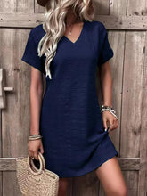 Load image into Gallery viewer, Full Size V-Neck Short Sleeve Mini Dress
