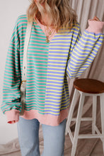 Load image into Gallery viewer, Casual Stripe Colorblock Drop Shoulder Oversize Sweatshirt
