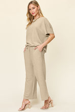 Load image into Gallery viewer, Double Take Full Size Texture Short Sleeve Top and Pants Set
