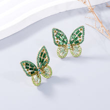 Load image into Gallery viewer, Alloy Inlaid Rhinestone Butterfly Earrings
