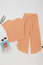 Load image into Gallery viewer, Striped Round Neck Top and Drawstring Pants Set
