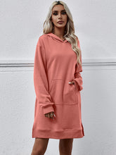 Load image into Gallery viewer, Slit Long Sleeve Hooded Dress with Pocket
