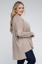 Load image into Gallery viewer, Plus Dolman Sleeve V-Neck Side Slit Hi-Low Hem Top
