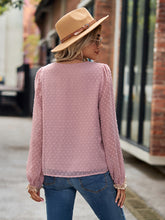 Load image into Gallery viewer, Swiss Dot V-Neck Long Sleeve Blouse
