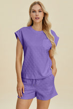 Load image into Gallery viewer, Double Take Full Size Pocketed Texture Round Neck Top and Shorts Set
