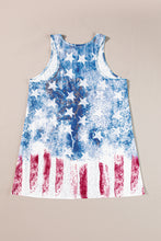 Load image into Gallery viewer, Blue Vintage Washed Flag Print Shift Tank Top
