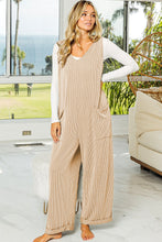 Load image into Gallery viewer, Parchment Corded Tie Straps V Neck Wide Leg Jumpsuit
