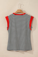 Load image into Gallery viewer, Black Stripe Colorblock Edge Round Neck Tank Top
