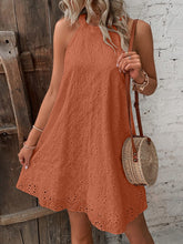 Load image into Gallery viewer, Eyelet Grecian Neck Mini Dress
