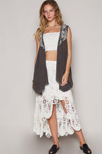 Load image into Gallery viewer, POL Embroidered Pearls Open Front Sleeveless Cardigan
