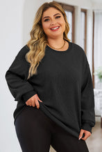 Load image into Gallery viewer, Plus Size Round Neck Dropped Shoulder Sweatshirt
