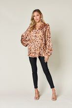 Load image into Gallery viewer, Double Take Full Size Printed Ruffle Trim Balloon Sleeve Shirt
