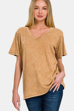 Load image into Gallery viewer, Zenana Full Size Washed Short Sleeve V-Neck T-Shirt
