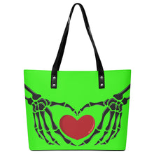 Load image into Gallery viewer, Ti Amo I love you Exclusive Brand  - Florescent Green - Skeleton Hands with Heart  - Women&#39;s PU Leather Handbag
