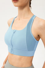 Load image into Gallery viewer, Zip-Up Round Neck Sports Bra
