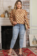 Load image into Gallery viewer, Plus Size Polka Dot Long Sleeve Blouse
