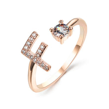 Load image into Gallery viewer, Womens New Design Adjustable 26 Initial Letter Ring Fashion Simple Elegant Jewelry
