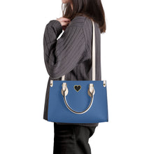 Load image into Gallery viewer, Ti Amo I love you - Exclusive Brand  - Dusty Blue - Luxury Womens PU Tote Bag - Cream Straps
