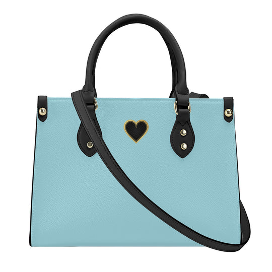 Ti Amo I love you - Exclusive Brand - Cyan Opaque - Luxury Women PU Tote Bag - Black Straps