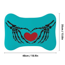 Load image into Gallery viewer, Ti Amo I love you - Exclusive Brand - Vivid Cyan (Robin&#39;s Egg Blue) - Skeleton Hands with Heart  - Big Paws Pet Rug
