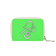 Load image into Gallery viewer, Ti Amo I love you - Exclusive Brand - Screamin&#39; Green - Double White Heart - PU Leather - Zipper Card Holder
