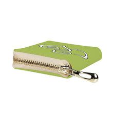 Load image into Gallery viewer, Ti Amo I love you - Exclusive Brand - Celery - Double White Heart - PU Leather -  Zipper Card Holder
