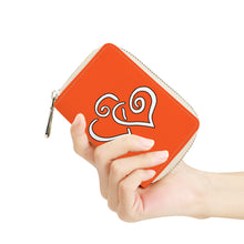 Load image into Gallery viewer, Ti Amo I love you - Exclusive Brand - Orange - Double White Heart - PU Leather - Zipper Card Holder
