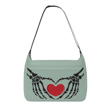 Load image into Gallery viewer, Ti Amo I love you - Exclusive Brand - Summer Green - Skeleton Heart Hands  -  Journey Computer Shoulder Bag
