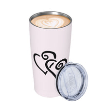 Load image into Gallery viewer, Ti Amo I love you - Exclusive Brand - Prim - Double Black Heart - 20oz Stainless Steel Straw Lid Cup
