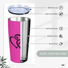 Load image into Gallery viewer, Ti Amo I love you - Exclusive Brand - Frostbite - Double Black Heart - 20oz Stainless Steel Straw Lid Cup
