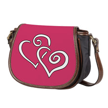 Load image into Gallery viewer, Ti Amo I love you - Exclusive Brand - Deep Rose  - Double White Heart - Saddle Bag
